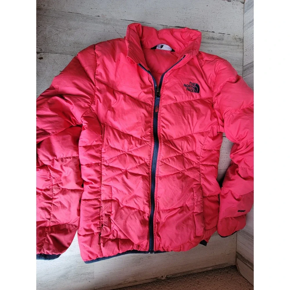 North face 550 medium plush pink zip up youth medium jacket puffer winter